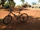Stopping on cycle trip for drink in small village 