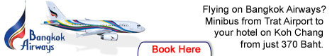 Save money on minibus transfers from Trat Airport to your hotel on Koh Chang. Click for more details.