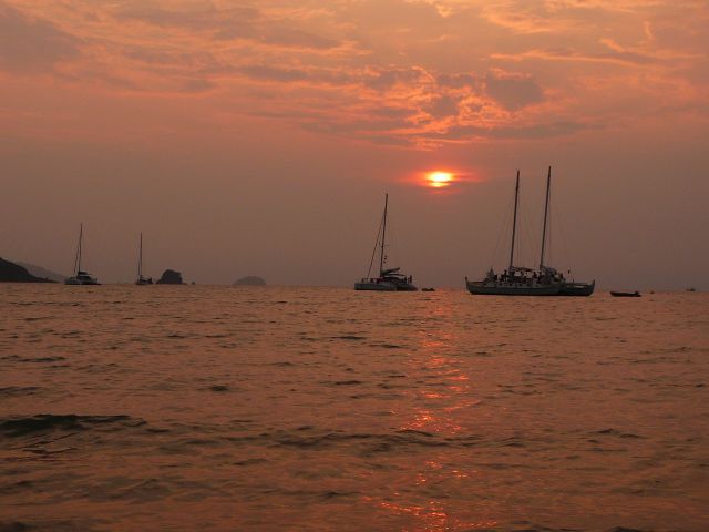 Yachts at sunset of Ao Suan Yai beach