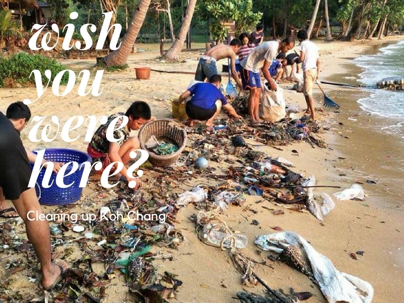 Vlunteers Cleaning up Garbage on Koh Chang Beaches