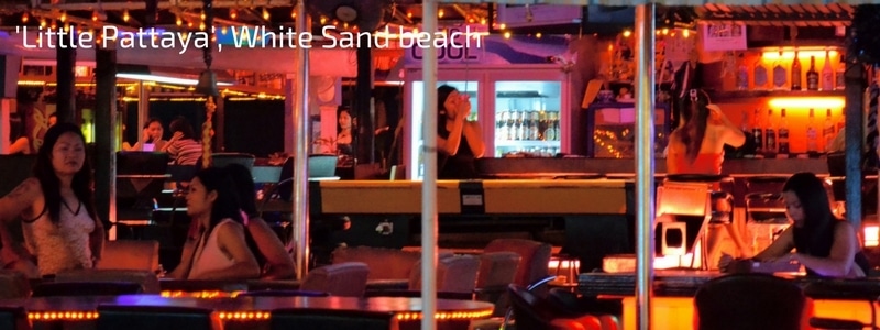 Bars at the Little Pattaya bar area, White Sand beach, Koh Chang