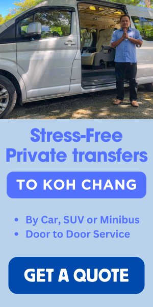 Private transfers by car or van to Koh Chang. Check prices.